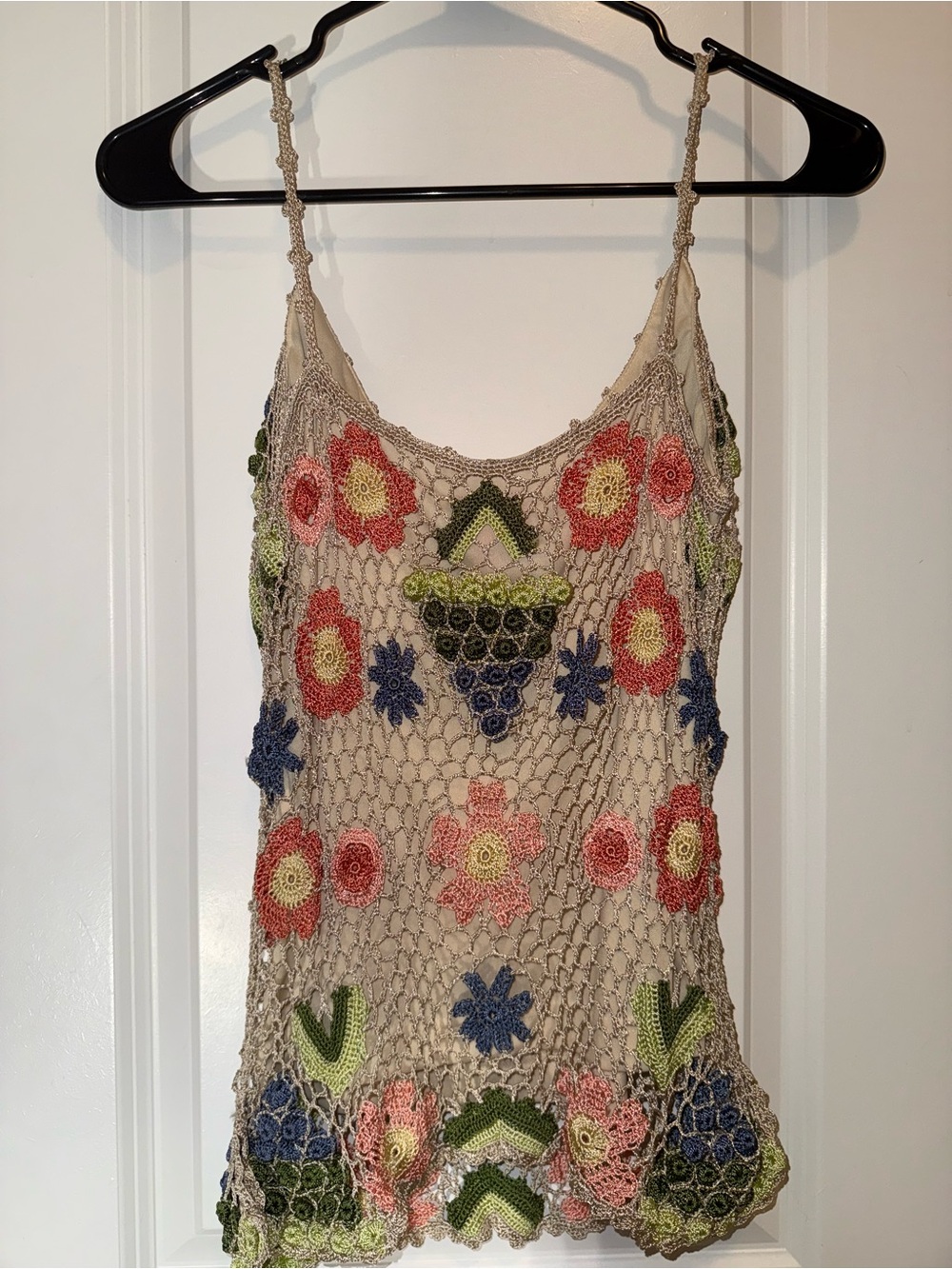 Very Vera | Vintage Crochet Floral Camisole Tank Top Multicolor Boho | Size S - Picture 7 of 11